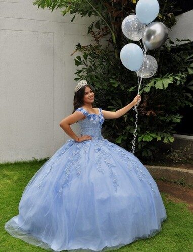 Vestido de XV Baby Blue 3D – Delicadeza y Elegancia en Cada Detalle