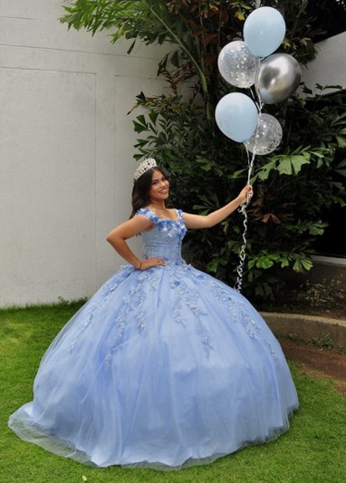 Vestido de XV Baby Blue 3D – Delicadeza y Elegancia en Cada Detalle