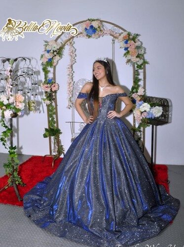 Vestido de XV Priscila Azul Noche Petrolizado – La Elegancia Total para una Noche Única