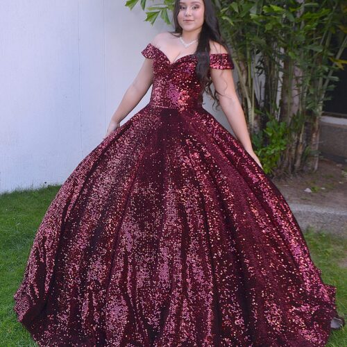 Vestido de XV Concha de Vino Lentejula