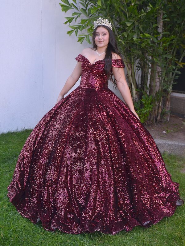 Vestido de XV Concha de Vino Lentejula