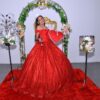 corazon Vestido de XV Rojo con plateado– La Pasión y Elegancia de tu Gran Noche