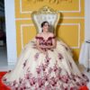 Vestido de XV Nude 3D Royal Blue y Vino en 3D – Estilo Princesa