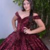 Vestido de XV Concha de Vino Lentejula