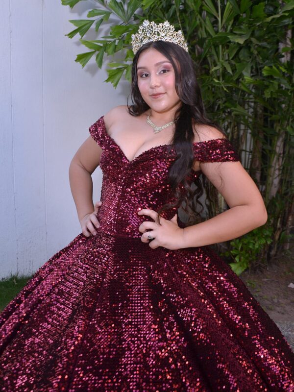 Vestido de XV Concha de Vino Lentejula