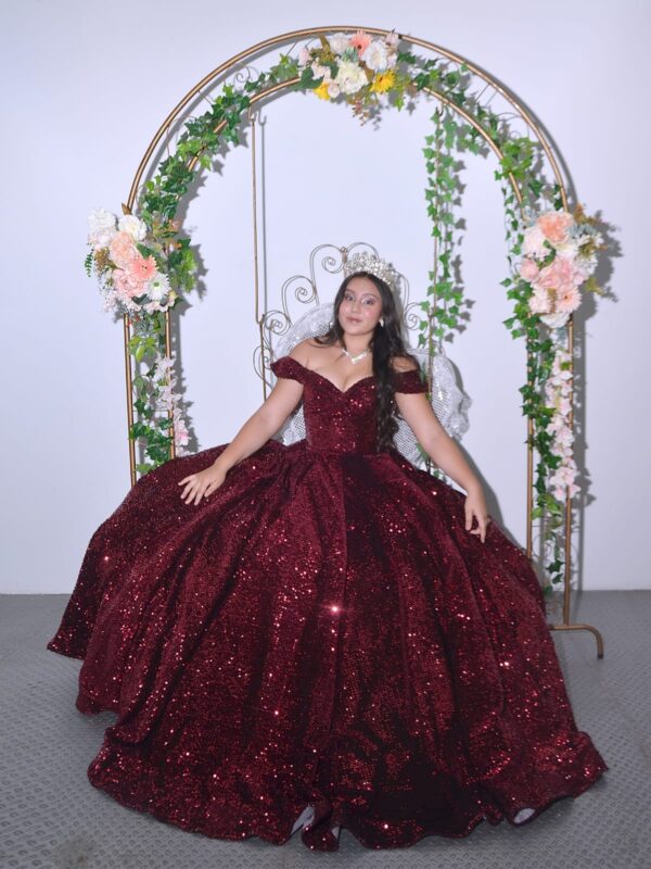 Vestido de XV Concha de Vino Lentejula