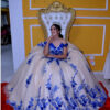 Vestido de XV Nude 3D Royal Blue con Cola de Ensueño – Estilo Princesa (copia)